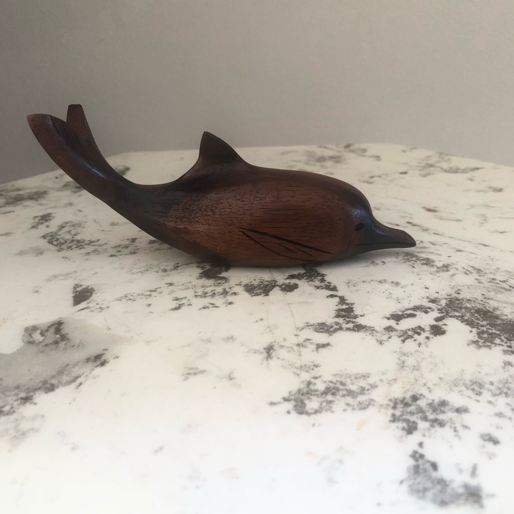Hand Carved Wood Dolphin Vintage